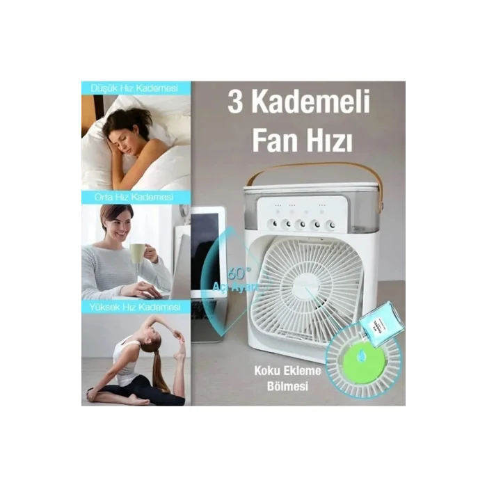 BUĞZ Masaüstü çok renkli 600ml 5 spreyli ışıklı vantilatör 2 yıl garantili - Elektronik