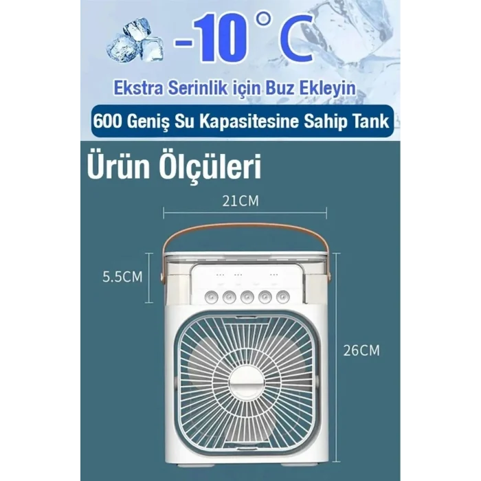 BUĞZ Masaüstü çok renkli 600ml 5 spreyli ışıklı vantilatör 2 yıl garantili - Elektronik