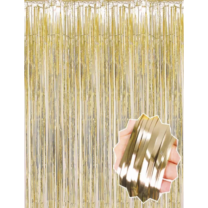  Mat Altın Püsküllü Kapı Perdesi - Parti, Bekarlığa Veda, Doğum Günü 1x2 m