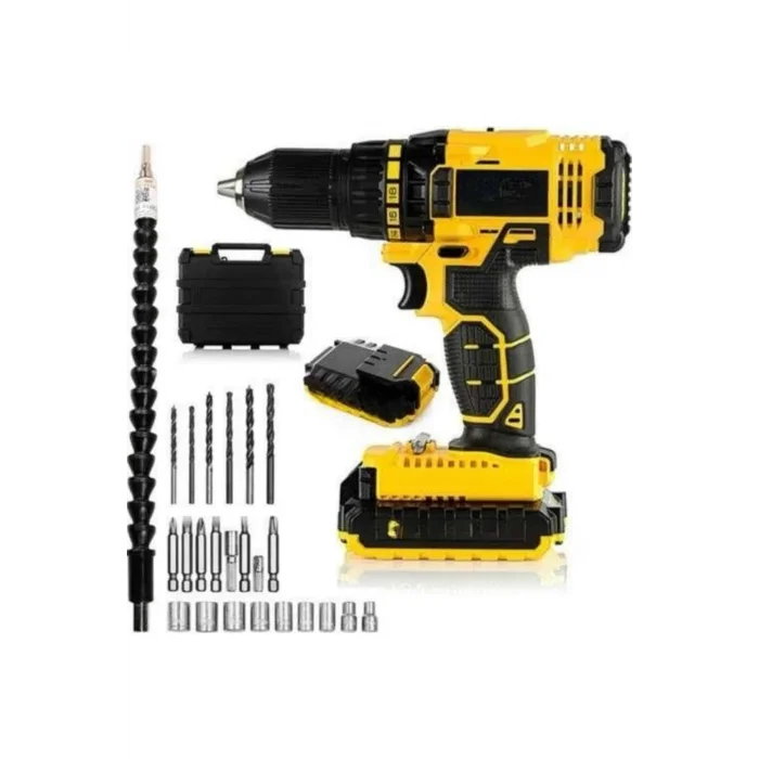 BUĞZ Matkap Seti 24 Parça Çift Bataryalı Darbeli Led Işıklı Vidalama