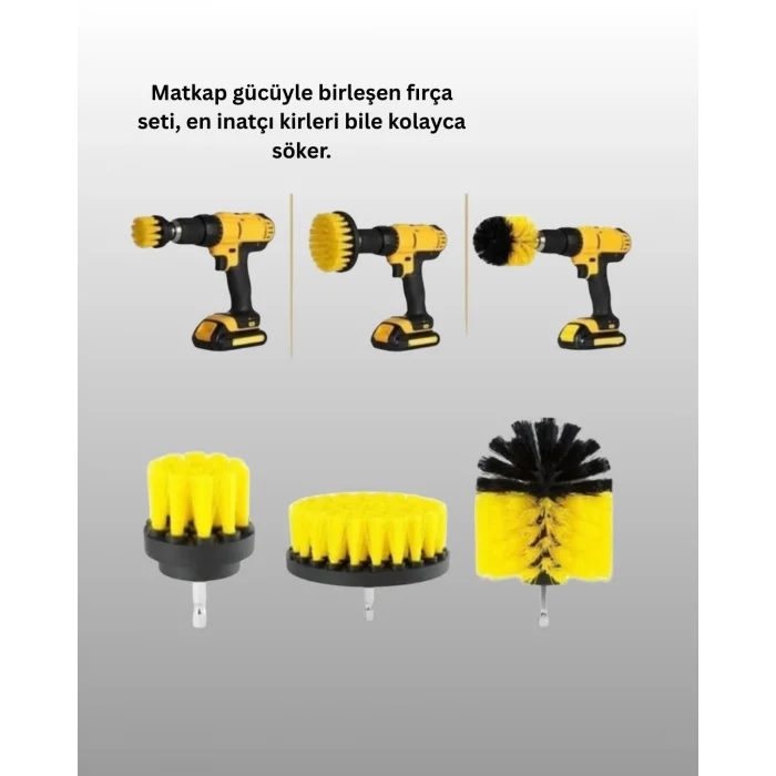  Matkap Uyumlu Temizlik Fırçası Seti 3’lü Çok Amaçlı