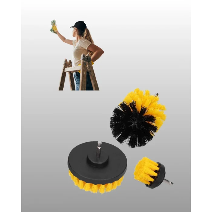  Matkap Uyumlu Temizlik Fırçası Seti 3’lü Çok Amaçlı