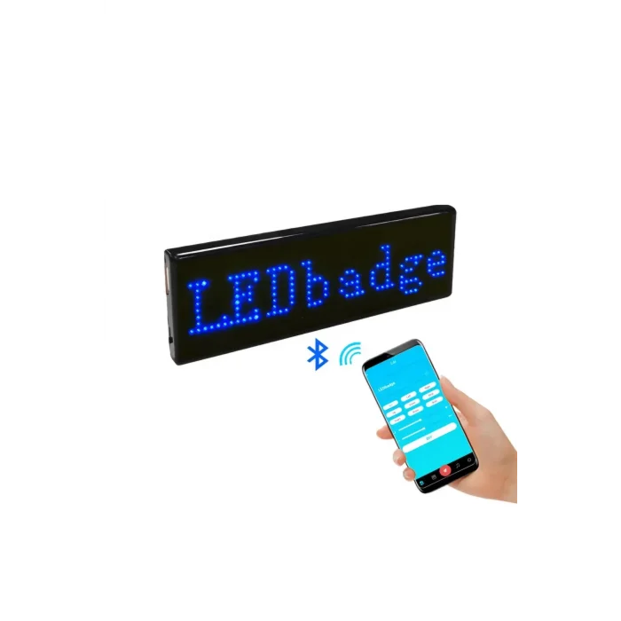 BUĞZ Matrix Kayan Led Yaka Rozeti Mobil Kontrollü Dijital Etiket 9×3cm - Lisinya