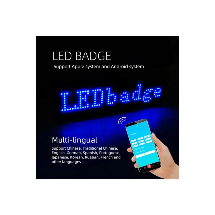 BUĞZ Matrix Kayan Led Yaka Rozeti Mobil Kontrollü Dijital Etiket 9×3cm - Lisinya