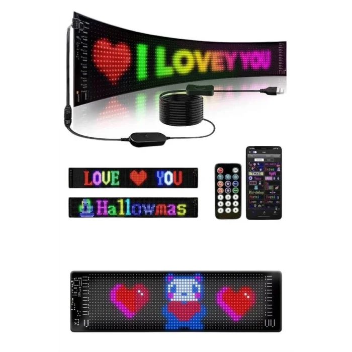 BUĞZ Matrix Led Cama Yapışan Telefon Kontrollü Panel Dijital Ekran Kumandalı - BUĞZ