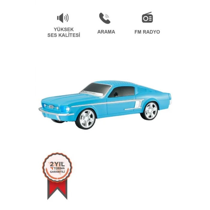 BUĞZ Mavi araba tasarım bluetooth özellikli USB AUX FM radyo ve LED ışıklı nostaljik radyo
