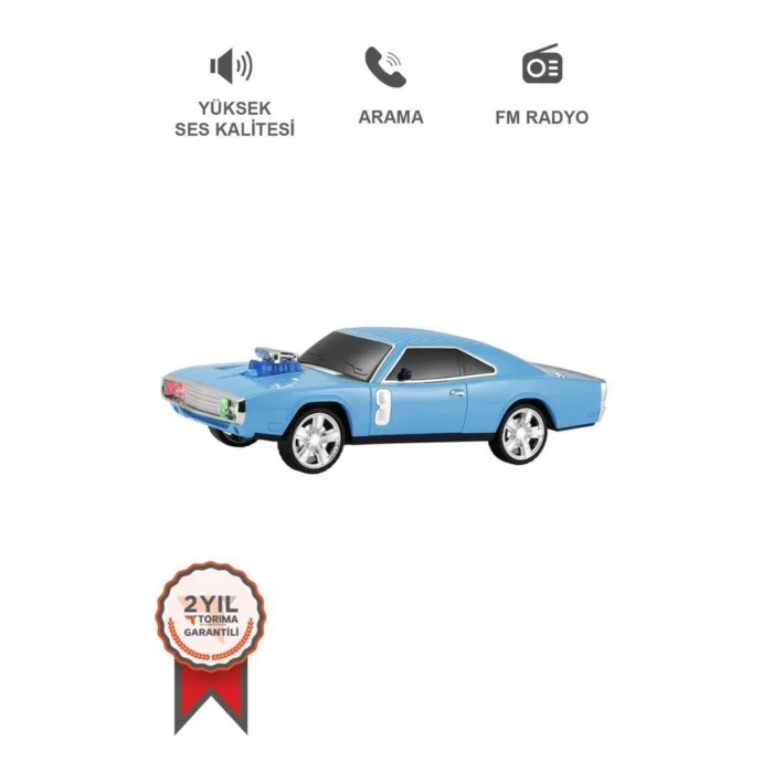 BUĞZ Mavi araba tasarım bluetooth, USB, AUX, FM radyo ve LED ışıklı nostaljik radyo 2 yıl garantili