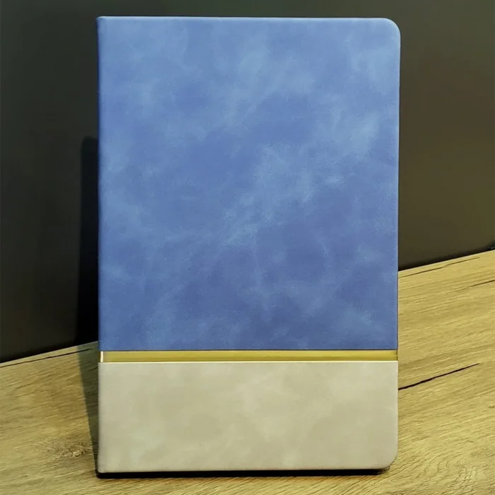  Mavi Gold Detaylı Deri Hatıra Defteri