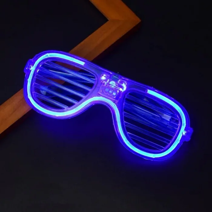 BUĞZ Mavi Led Işıklı Parti Gözlüğü - Neon Glow Şerit Gözlük 3 Modlu