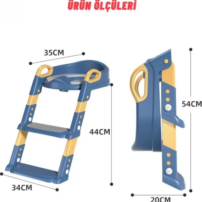 BUĞZ Mavi Merdivenli Çocuk Klozet Tuvalet Eğitimi Aparatı
