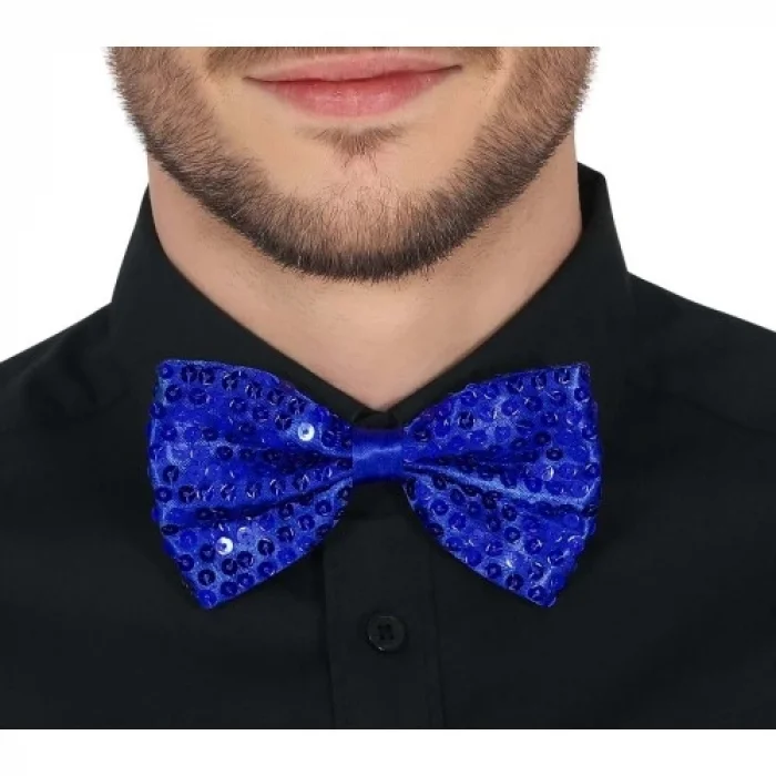  Mavi Payetli Pullu Papyon