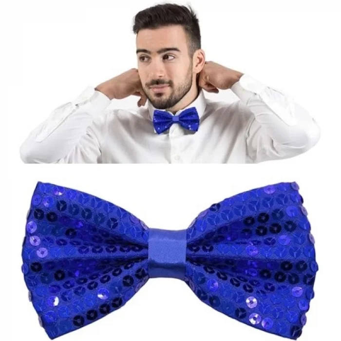  Mavi Payetli Pullu Papyon