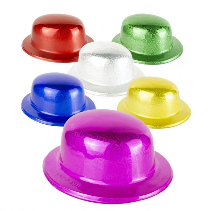  Mavi Renk Hologramlı Plastik Yuvarlak Melon 27x24 cm