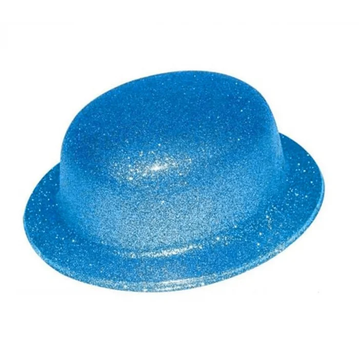 BUĞZ Mavi Renk Simli Melon Yuvarlak Parti Şapkası 24x26 cm