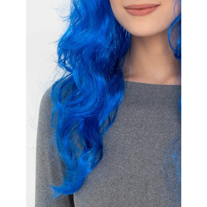  Mavi Renk Uzun Dalgalı Parti Peruğu