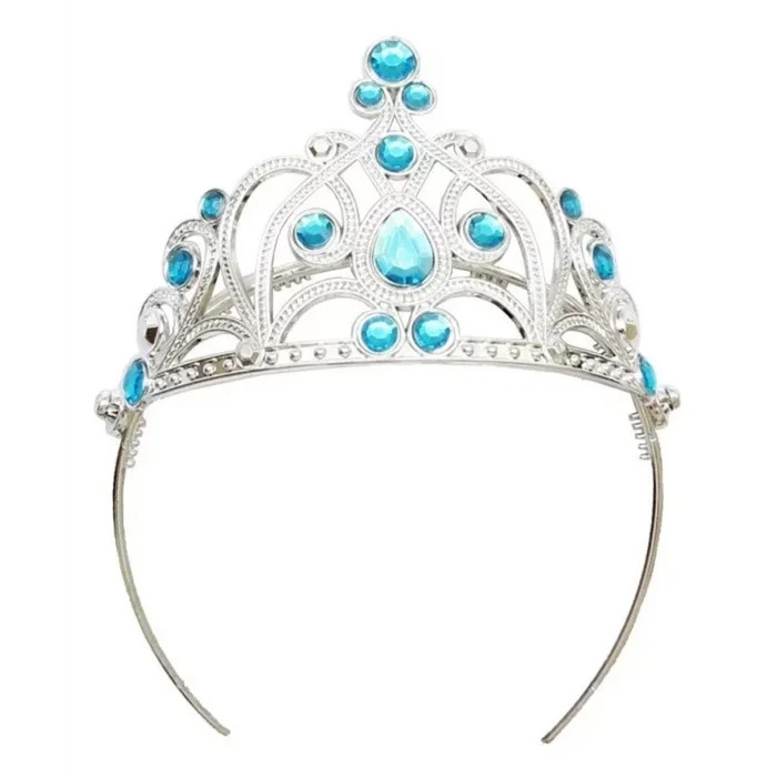 Mavi Taşlı Elsa Çocuk Tacı Prenses Tacı Kraliçe Tacı 16x14 cm