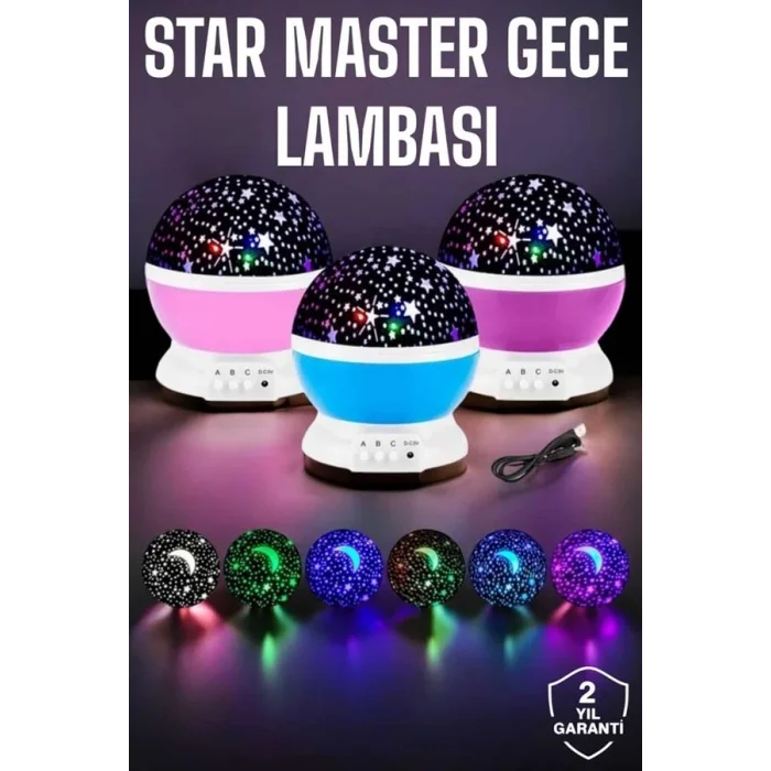 BUĞZ Mavi ve Mor Işıklı  Projeksiyon Lambası