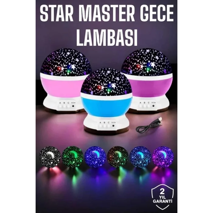  Mavi ve Mor Işıklı Star Master Projeksiyon Lambası