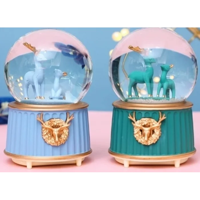 BUĞZ Mavi-yeşil Geyik Kar Küresi Küçük Boy