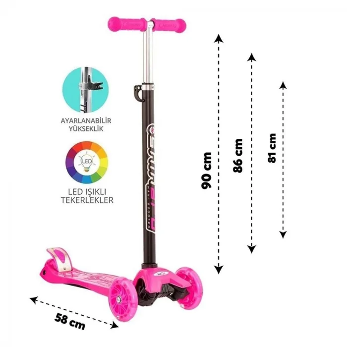  Maxi Twist Işıklı Scooter Pembe - 82244