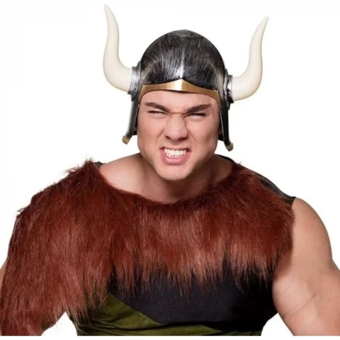  Mega Boynuzlu Viking Ivar Kaskı Eskitilmiş Desen Gümüş Renk
