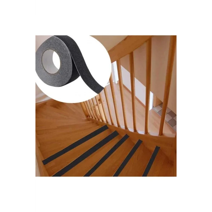 BUĞZ Merdiven Zemin Kaydırmaz Güçlü Bant Yapışkanlı Kaymaz Bant Siyah 25 Mm X 5 Metre