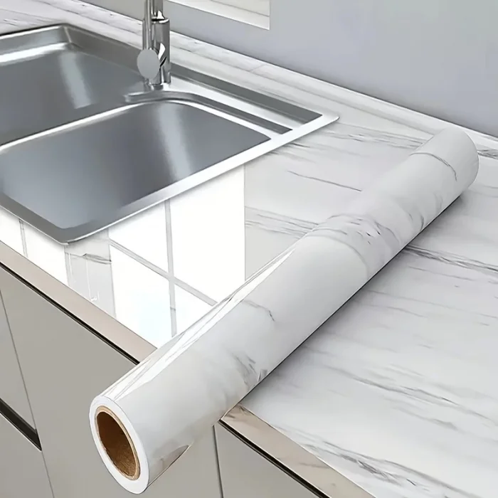 BUĞZ Mermer Desenli Mutfak Duvar Kağıdı Sticker - 5m x 60cm: Su ve Yağa Dayanıklı, Yüksek Sıcaklık Esnekliğine Sahip Tezgah, Dolap, Ocak Yenileme Folyosu T10 ( BUĞZ )