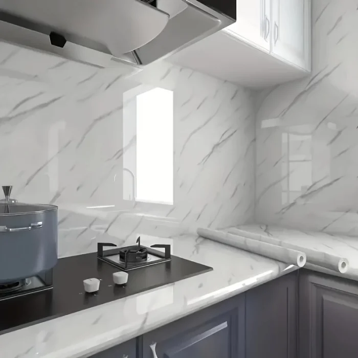  Mermer Desenli Mutfak Duvar Kağıdı Sticker - 5m X 60cm: Su Ve Yağa Dayanıklı, Yüksek Sıcaklık Esnekliğine Sahip Tezgah, Dolap, Ocak Yenileme Folyosu T10