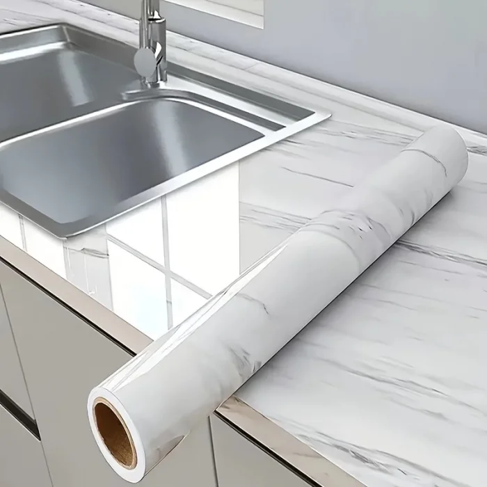  Mermer Desenli Mutfak Duvar Kağıdı Sticker - 5m X 60cm: Su Ve Yağa Dayanıklı, Yüksek Sıcaklık Esnekliğine Sahip Tezgah, Dolap, Ocak Yenileme Folyosu T10