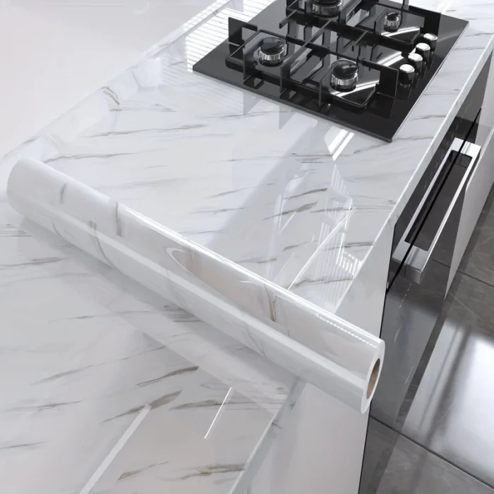 BUĞZ Mermer Desenli Mutfak Duvar Kağıdı Sticker - 5mx60cm Su Geçirmez, Yağa Dayanıklı, Yüksek Sıcaklığa Dayanıklı Tezgah, Dolap, Ocak Yenileme Folyosu T04 ( BUĞZ )