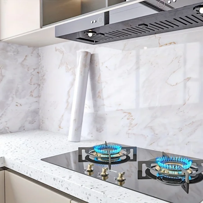 BUĞZ Mermer Desenli Mutfak Duvar Kağıdı Sticker - 5mx60cm Su Geçirmez, Yağa Dayanıklı, Yüksek Sıcaklığa Dayanıklı Tezgah, Dolap, Ocak Yenileme Folyosu T04 ( BUĞZ )