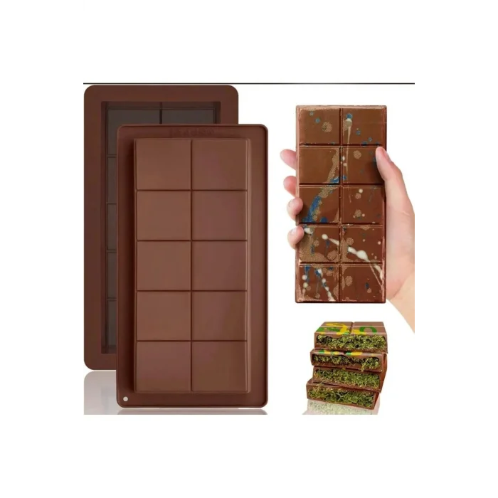 BUĞZ Meşhur Dubai Çikolatası Kalıbı Silikon - Büyük Tablet Çikolata Mum Kek Kalıbı Pasta Kalıbı