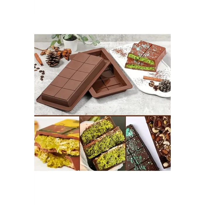 BUĞZ Meşhur Dubai Çikolatası Kalıbı Silikon - Büyük Tablet Çikolata Mum Kek Kalıbı Pasta Kalıbı