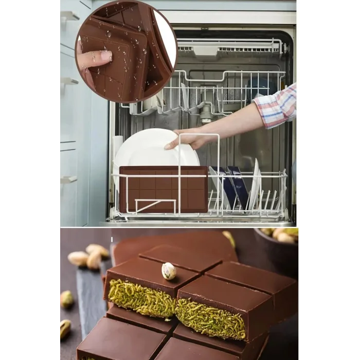 BUĞZ Meşhur Dubai Çikolatası Kalıbı Silikon - Büyük Tablet Çikolata Mum Kek Kalıbı Pasta Kalıbı