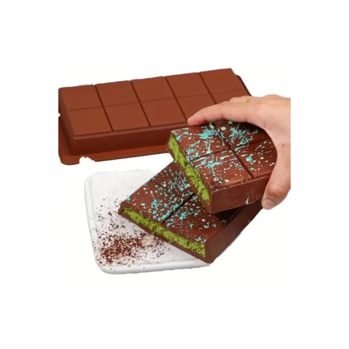 BUĞZ Meşhur Dubai Çikolatası Kalıbı Silikon - Büyük Tablet Çikolata Mum Kek Kalıbı Pasta Kalıbı