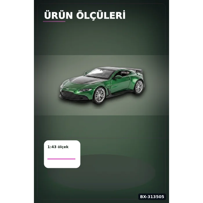 BUĞZ Metal 1:43 Aston Martin Vantage Çek Bırak Model Araba - Hediye Oyuncak BX-313505