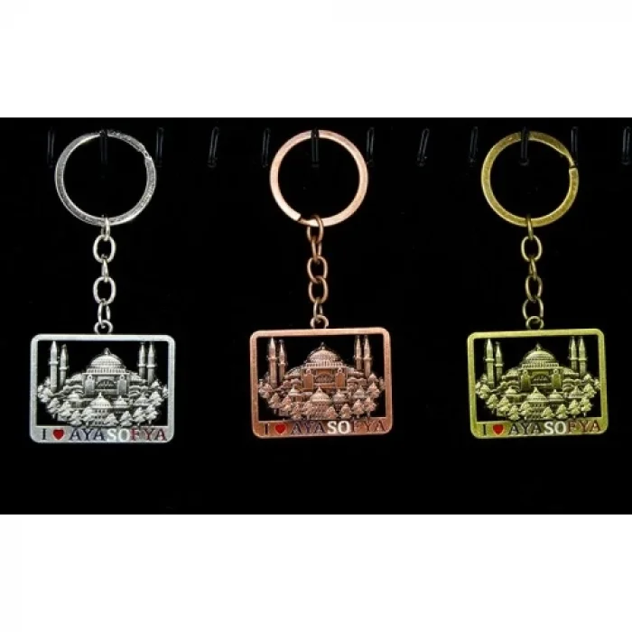  Metal Ayasofya Anahtarlık Kare Tasarım