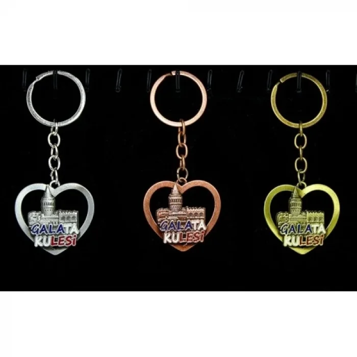  Metal Galata Kulesi Anahtarlık Kalp Tasarımlı