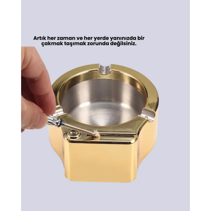 BUĞZ Metal Küllük Gizli Ateşleme Sistemli Şık Tasarım - BUĞZ