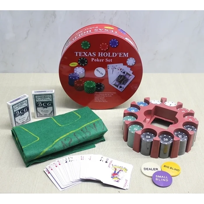 BUĞZ Metal Kutulu 240 Chip Ve 2 Adet İskambil  Kağit Setine Sahip Poker Oyunu Alk3539