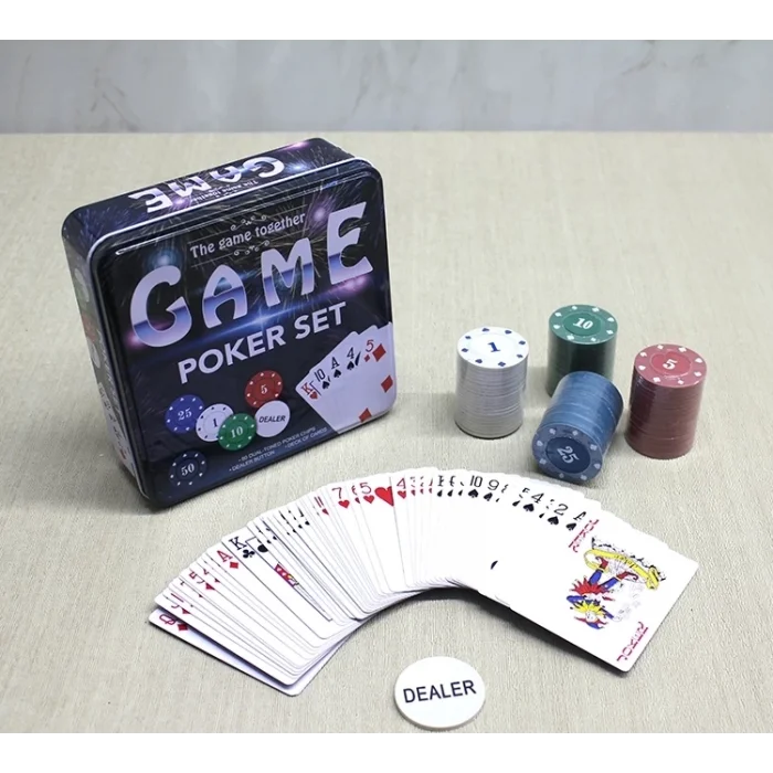 BUĞZ Metal Kutulu 80 Chip Ve 1 Adet İskambil  Kağit Setine Sahip Poker Oyunu Alk3534