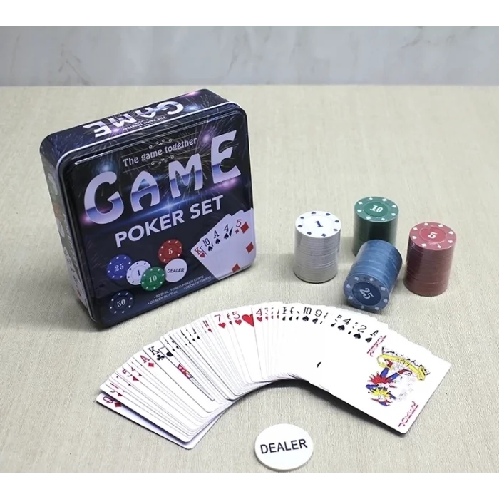 BUĞZ Metal Kutulu 80 Chip Ve 1 Adet İskambil  Kağit Setine Sahip Poker Oyunu Alk3534