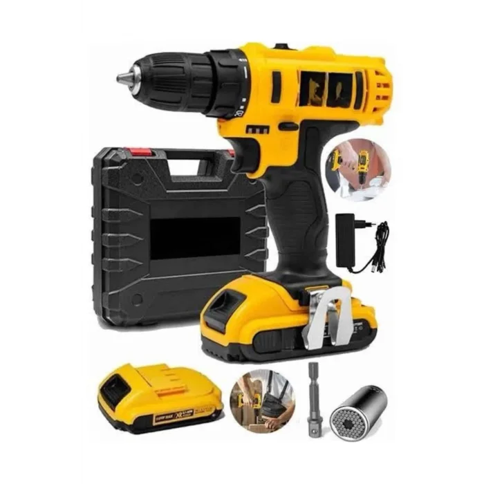 BUĞZ Metal Şanzıman Çift Akülü Bakır Sargı 24 Parça Led Aydınlatmalı Matkap Seti