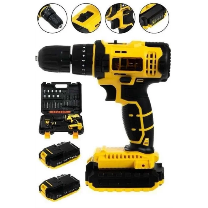 BUĞZ Metal Şanzıman Çift Akülü Bakır Sargı 24 Parça Led Aydınlatmalı Matkap Seti