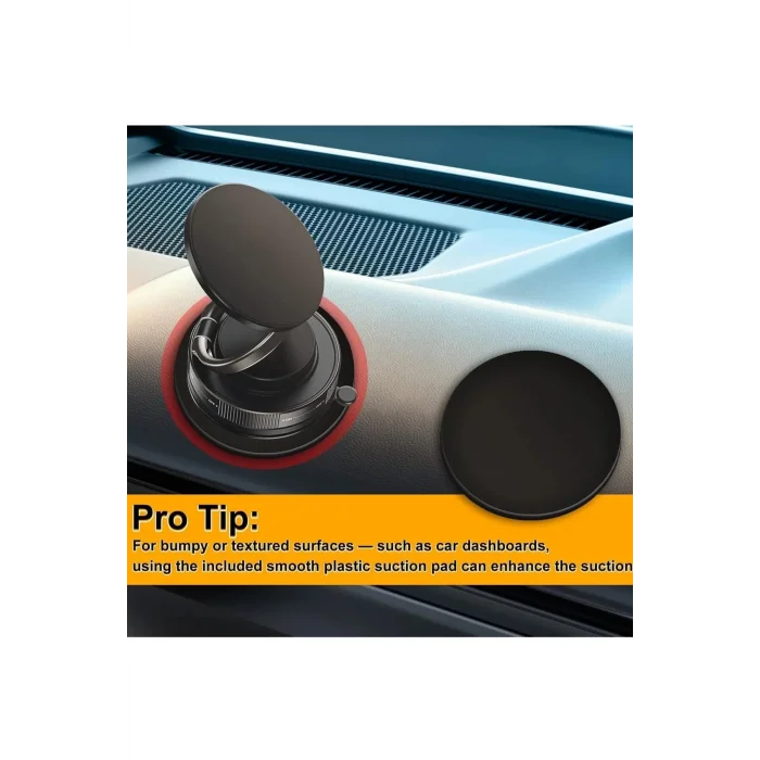 BUĞZ Metalik Magsafe Telefon Tutucu Tüm Yüzeylerle Uyumlu Vakumlu 360 Dönen Oynar Başlık