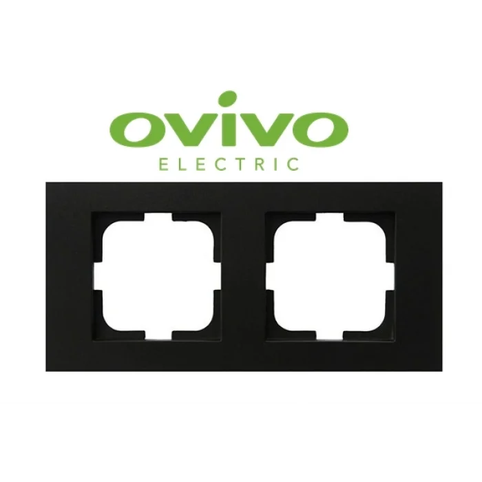 Metalik Siyah İkili Çerçeve Grano - Priz ve Anahtar İçin Uyumlu Çerçeve