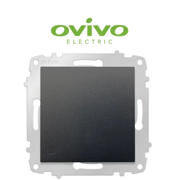  Metalik Siyah Tekli Anahtar Çerçevesiz Grano - Priz ve Anahtar İçin Uyumlu Çerçeve