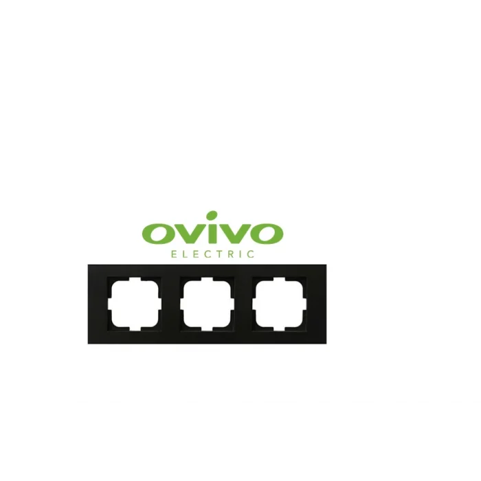  Metalik Siyah Üçlü Çerçeve Grano - Priz ve Anahtar İçin Uyumlu Çerçeve
