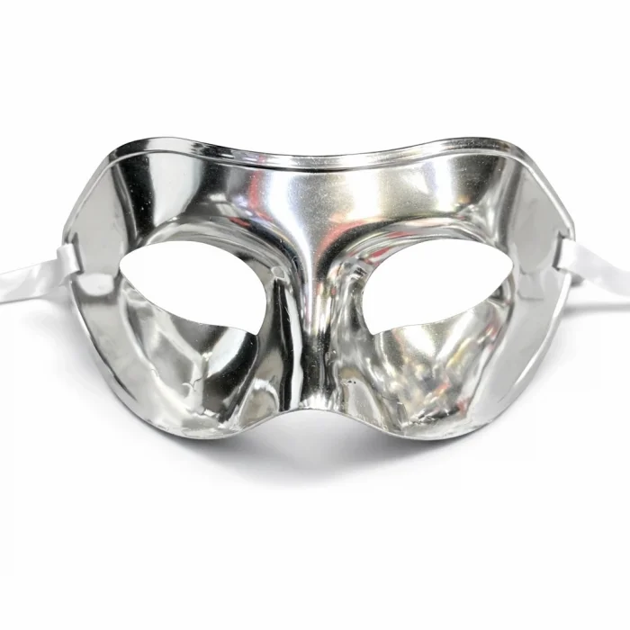 BUĞZ Metalize Parlak Parti Maskesi Gümüş Renk 16x7 Cm