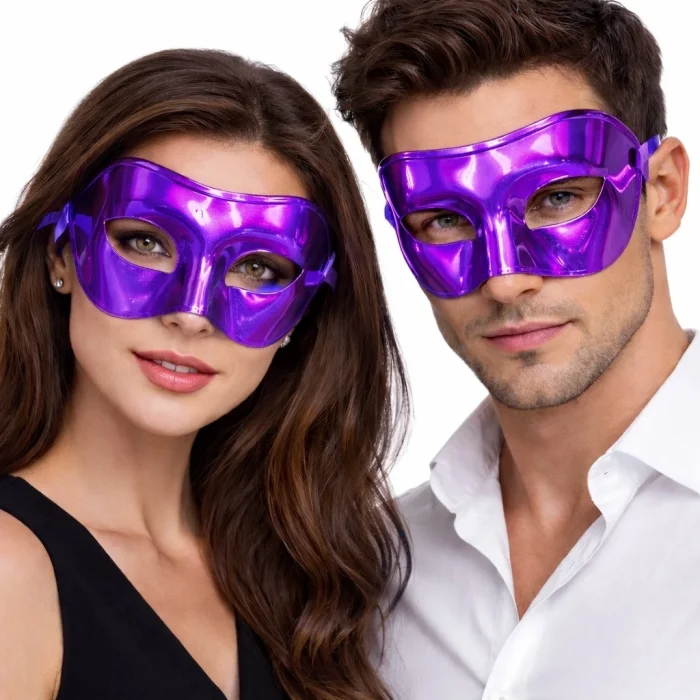 BUĞZ Metalize Parlak Parti Maskesi Mor Renk 16x7 Cm